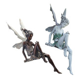 2x Fairy Estatua Yarda Césped Repisa Figurilla Patio