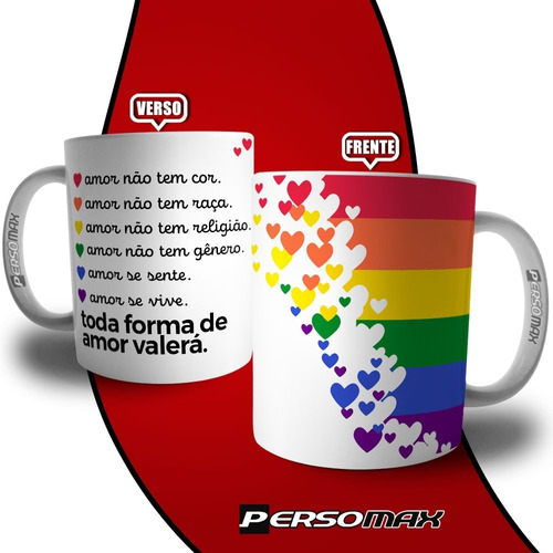 Caneca Toda Forma De Amor Bandeira Pride Lgbt Gay Lésbica