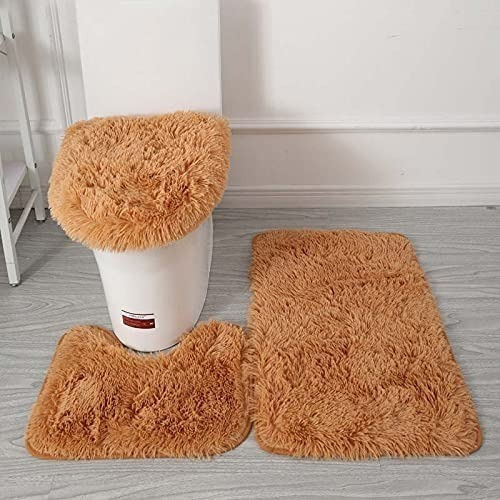 Set De Baño Antideslizante Suave Absorbente Peludo  3 Piezas