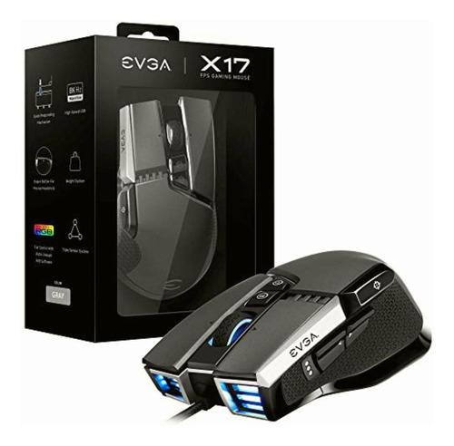 Evga Mouse Óptico Gamer X17 Alámbrico 16,000dpi Color Gris