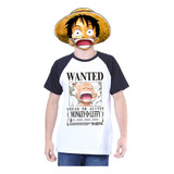 Wanted Luffy Camisa One Piece Anime 100% Algodão Premium