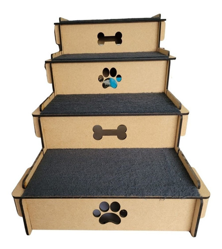 Mega Escada Grande Pet Cachorro Gato Quatro 4 Degraus Mdf