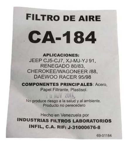 Filtro De Aire Para Jeep Cj-5 Cj-7 Renegado Cherokee  Foto 2