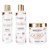 Kit Ouro Bendita Maria Shampoo Condicionador E Mascara 500g