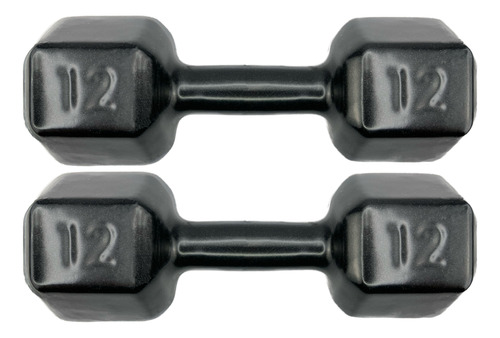 Par Halter Sextavado Dumbbell 12 Kg Emborrachado -total 24kg