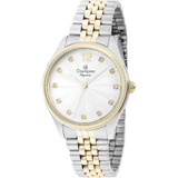 Relógio Champion Elegance Prata Dourado Feminino Cn24011b Cor Do Bisel Prata E Dourado