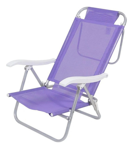 Cadeira De Praia Piscina Reclinável Sunny 6 Posições Bel Cor Lilás