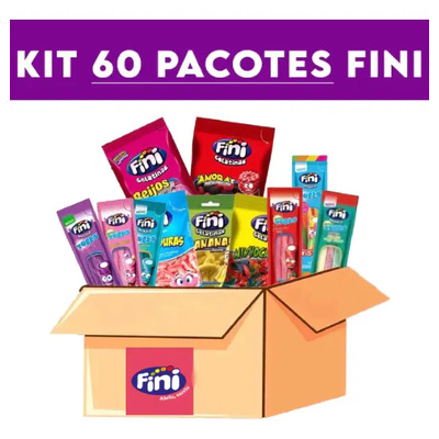 Kit Com 60 Pacotes Bala Fini Sabores Variados | MercadoLivre