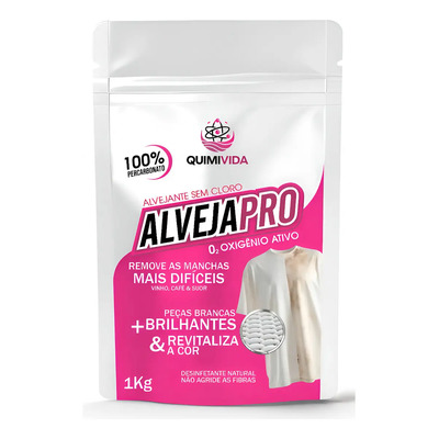 Percarbonato De Sódio 1kg Quimivida Alvejapro Alvejante Natural E Branqueador Ecológico Sem Cloro Para Roupas Brancas E Coloridas, Remove Manchas Difíceis, Gorduras, Caneta, Desodorante E Multiuso | MercadoLivre