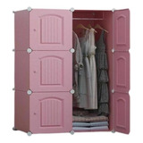 Guarda-roupa Portátil Rosa Luxo 6 Portas Arara Organizador