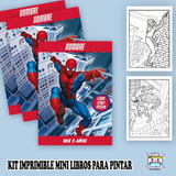 Kit Imprimible Mini Librito  Pintar Colorear Spiderman