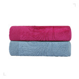 2 Toalhas De Banho Gigante 145x75 Alta Absorção Azul E Rosa