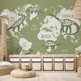 Mural Infantil Ploteo Vinilo Mapa Mundo Dinosaurios Mui92