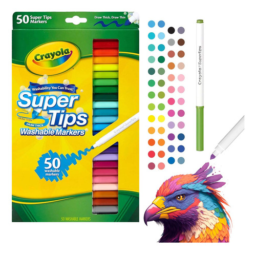 50 Plumones Crayola Marcadores Delgados Lavables Super Tips