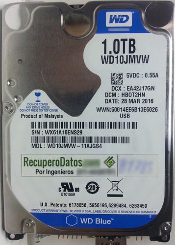 Disco Wd10jmvw-11ajgs4 1000gb Usb - 2919 Recuperodatos