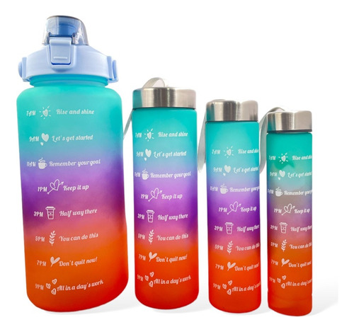 4 Botellas De Agua Termo Motivacional X4 Colores