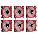 Kit 6 Cooler Fan Rise Galaxy 120mm Led Vermelho 