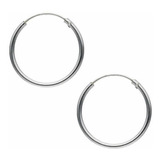 Aros Argolla Lisa 25 Mm Plata Italiana 925 Mas Estuche