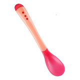 Colher Alimentação Criança Bebê Termo Sensível Silicone Rosa