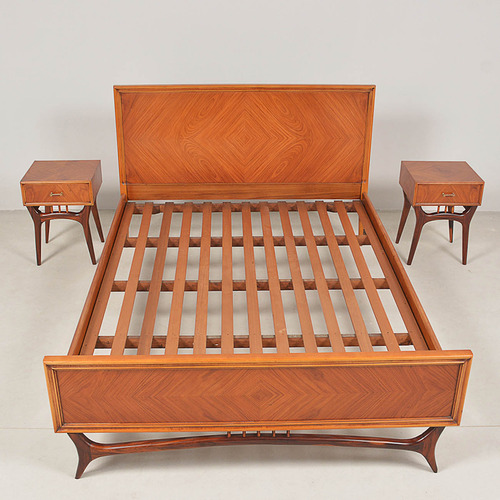 Antiga Cama De Casal Com Mesinhas Design Anos 50 Em Caviuna