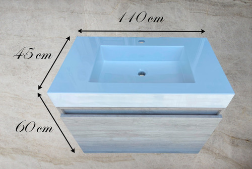 Mueble De Baño Lavabo Moderno Flotante 110cm Tocador Nuevo