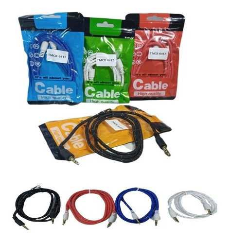 Cable Auxiliar Cordón Mallado Estéreo Plug Jack X10 Unidades