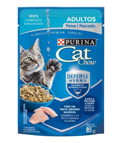 Pouch Cat Chow Gatos Pescado X 85 G