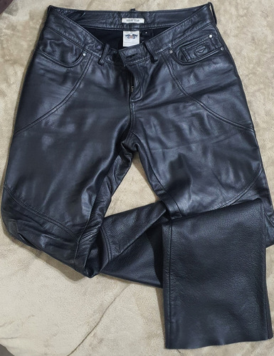 Pantalon De Piel Mujer Color Negro, Marca Harley  Talla 6 