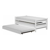 Cama Nido 1 1/2 Plaza Y Media Blanca Carro Blanco 90 X 190 