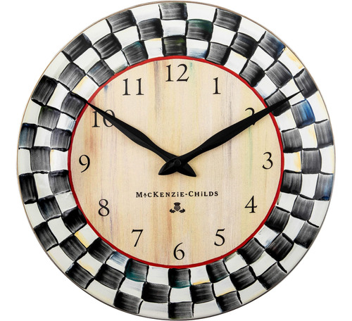 Mackenzie-childs Reloj Colgante De Pared Esmaltado A Cuadros