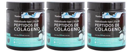 Peptidos Colageno Hidrolizado En Polvo Natier 250gr- Pack X3