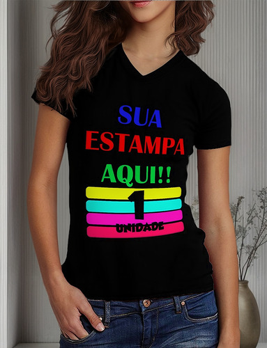 Camiseta Camisa Personalizada Algodão Sua Ideia Empresa Logo