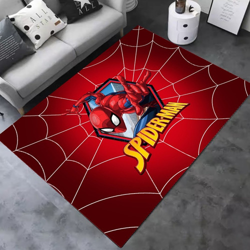 Alfombra Diseño Infantil Spiderman Rojo 150x200 Ilusion 3d