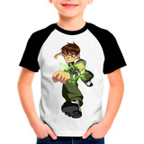 Camisa Camiseta Raglan Desenho Ben10 Moleton Infantil33