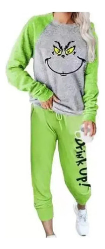 Conjunto De Camisetas Casuales Grinch Con Capucha Y Pantalon