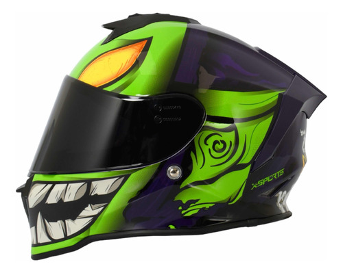 Casco Xsports V151 Marbel Green Goblin + Visor Negro