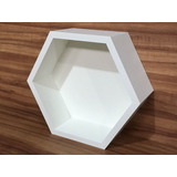 2 Nichos Colmeia Hexagonal Com Fundo Mdf Branco Tx 35x30x10