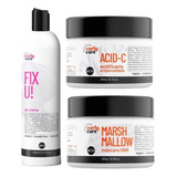 Curly Care Gel Creme Fix U, Mascara Hnr E Acid-c (3 Itens)