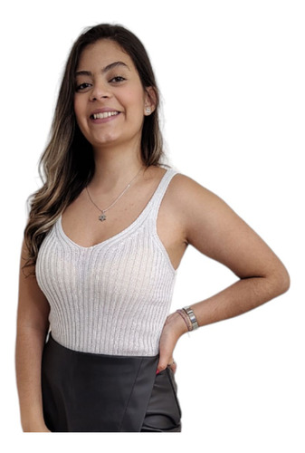 Blusinha Regata Feminina De Alcinha Em Trico Pronta Entrega