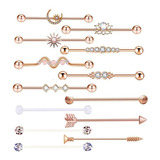 Barra Industrial Piercing Cartilago Set 13 Piezas Acero Inox