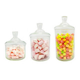 Set 3 Carameleras Cilindricas Porta Vela Candy Bar Con Tapa