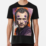 Remera Heath Ledger Naranja Púrpura Acuarela Retrato Algodon