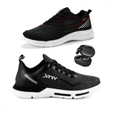 Tenis Academia Masculino Corrida Kit 2 Pares Fone Bluetooth