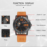 Reloj Electrónico De Cuarzo Clásico Naviforce 9095 Para Homb Color Del Bisel Café Negro