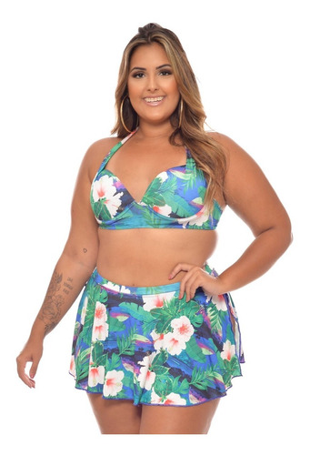 Conjunto De Biquini Plus Size Saia Ate O 56 Atacado 12 Peças