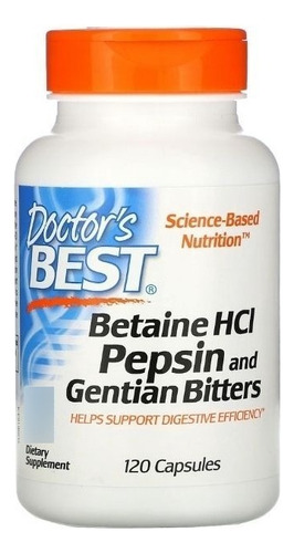 Betaína Hcl Pepsina Y Genciana Amarga Apoyo Digestivo 120ct Sabor N/a