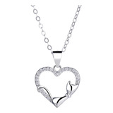 Collar Cadena Gato Corazón Plata S925 Circón Regalo Mujer