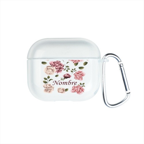 Funda Para AirPods Flores Personalizada Con Nombre