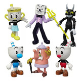 Set Cuphead De 6 Figuras Mugman Chalice Dado Diablo Tetera