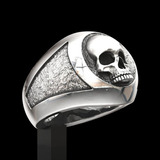 Anillo Clásico Punk Gótico Chapado En Plata Con Calavera Y H